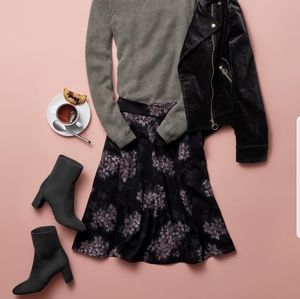 Black Floral Midi Skirt